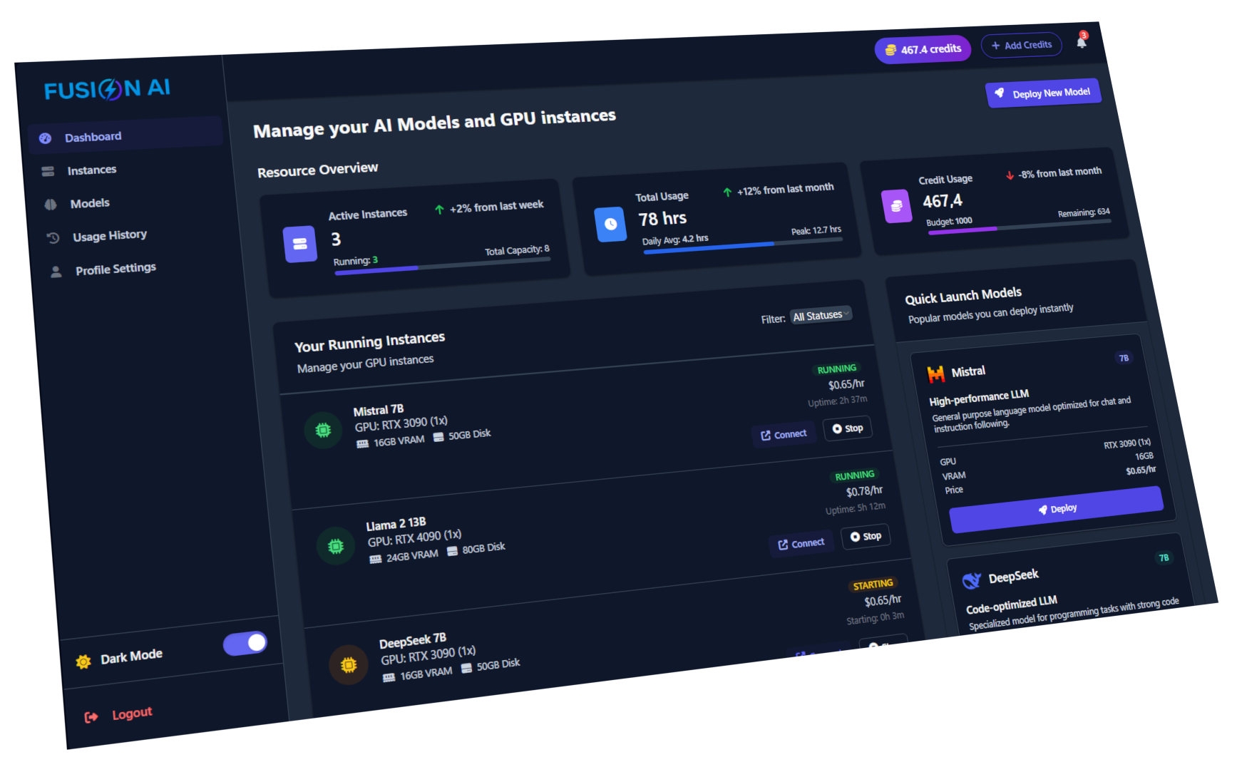 GPU Cloud Platform Dashboard